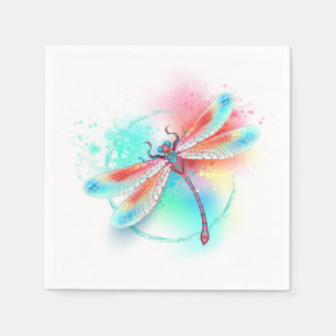 Rote Libelle im Aquarellhintergrund Serviette