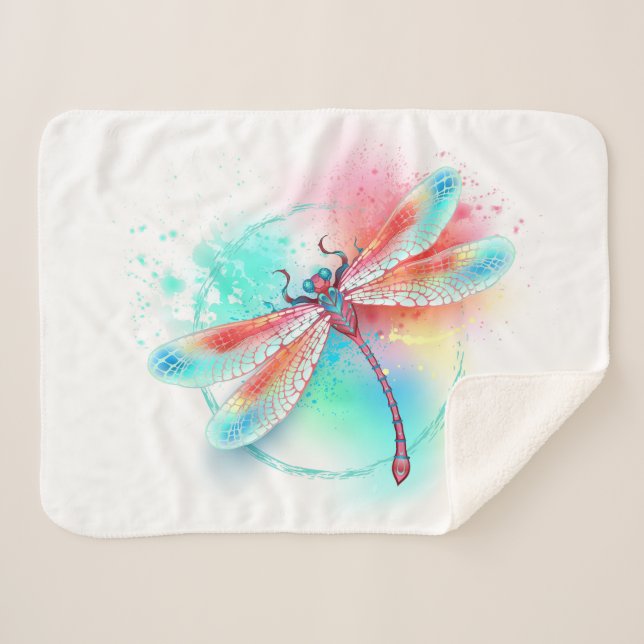 Rote Libelle im Aquarellhintergrund Sherpadecke (Vorderseite (Horizontal))