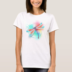 Rote Libelle im Aquarellhintergrund T-Shirt