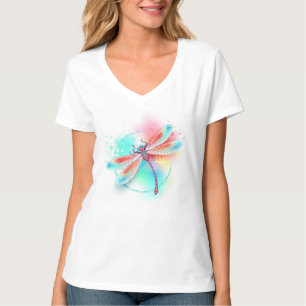 Rote Libelle im Aquarellhintergrund T-Shirt