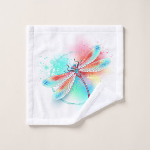 Rote Libelle im Aquarellhintergrund Waschlappen