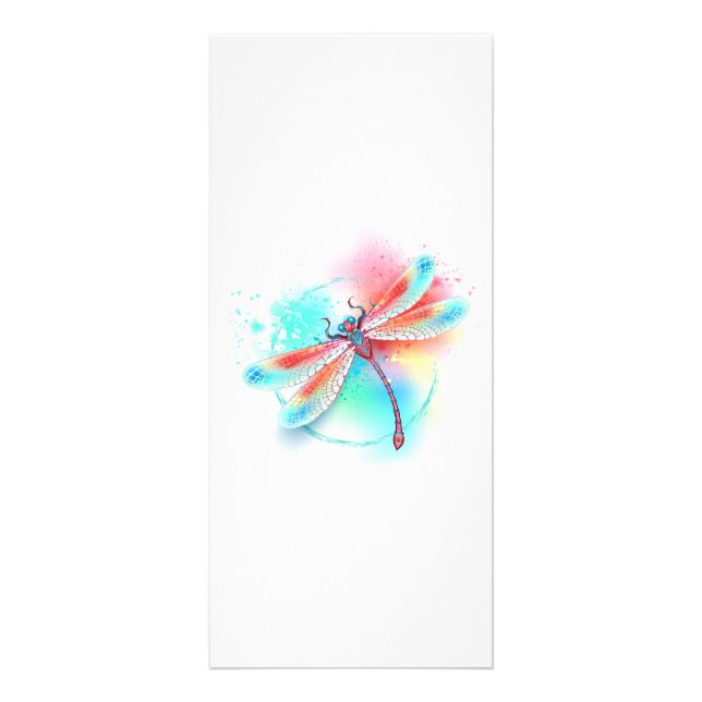 Rote Libelle im Aquarellhintergrund Werbekarte (Vorne)