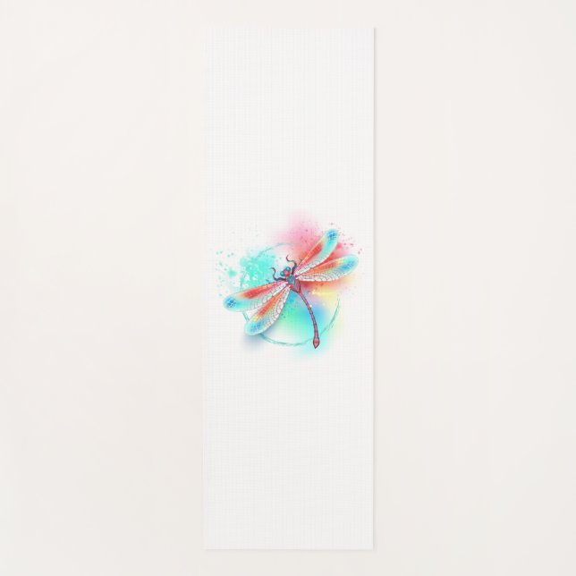 Rote Libelle im Aquarellhintergrund Yogamatte (Vorderseite)