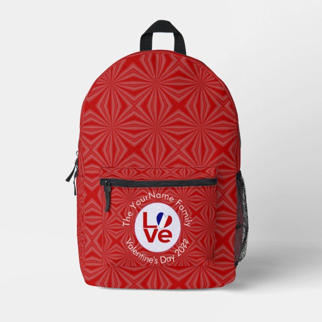 Rote LIEBE der französischen Flagge Personalisiert Bedruckter Rucksack (Vorderseite)
