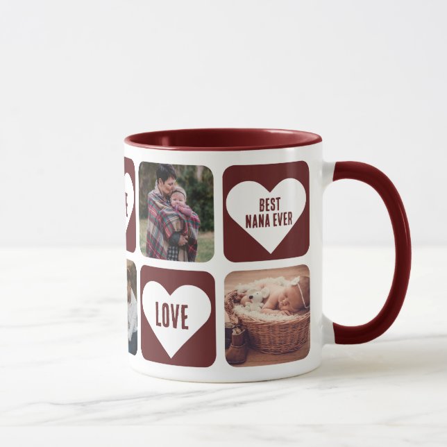 Rote Liebe Foto Herz Best Nana Ever Tasse (Rechts)