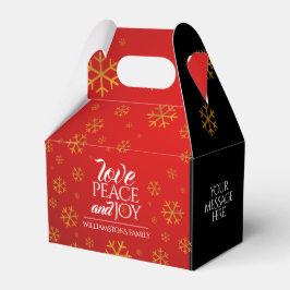 Rote Liebe, Frieden und Freude mit Schneeflocken Geschenkschachtel