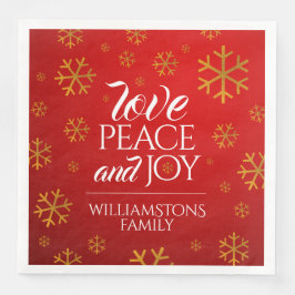 Rote Liebe, Frieden und Freude mit Schneeflocken Serviette
