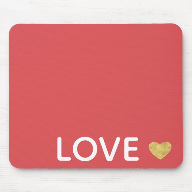 Rote Liebe Goldenes Herz Mousepad (Vorne)