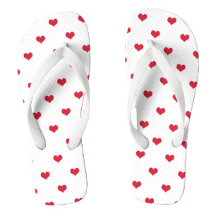 Rote Liebe Herz auf Weiß Flip Flops