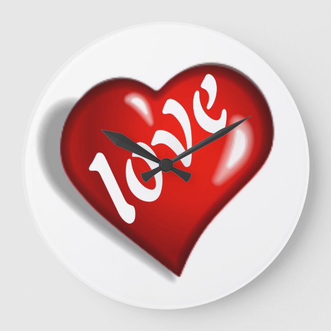 ROTE LIEBE HERZ GROßE WANDUHR (Vorderseite)