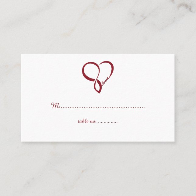 Rote Liebe Herz Hochzeittisch Platzkarten (Vorderseite)