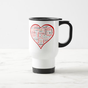 Rote Liebe-Herz-Typografie Reisebecher