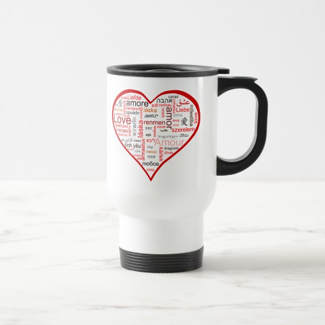 Rote Liebe-Herz-Typografie Reisebecher (Rechts)