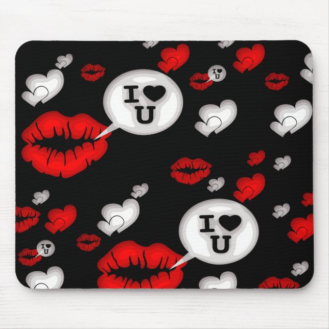 Rote Liebe Herz und Lippen Mousepad (Vorne)