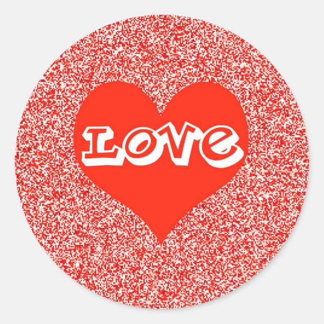 Rote Liebe Herz Valentine Runder Aufkleber (Vorderseite)
