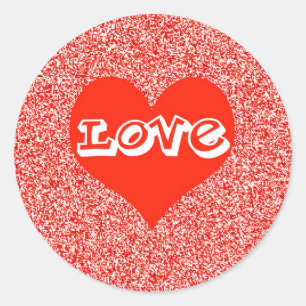 Rote Liebe Herz Valentine Runder Aufkleber