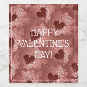 Rote Liebe Herz Valentinstag Weinflaschen Etikette Weinetikett