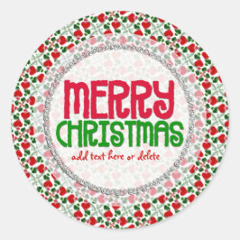 Rote Liebe Herz Weihnachtsgeschenke Etikett Sticke Runder Aufkleber