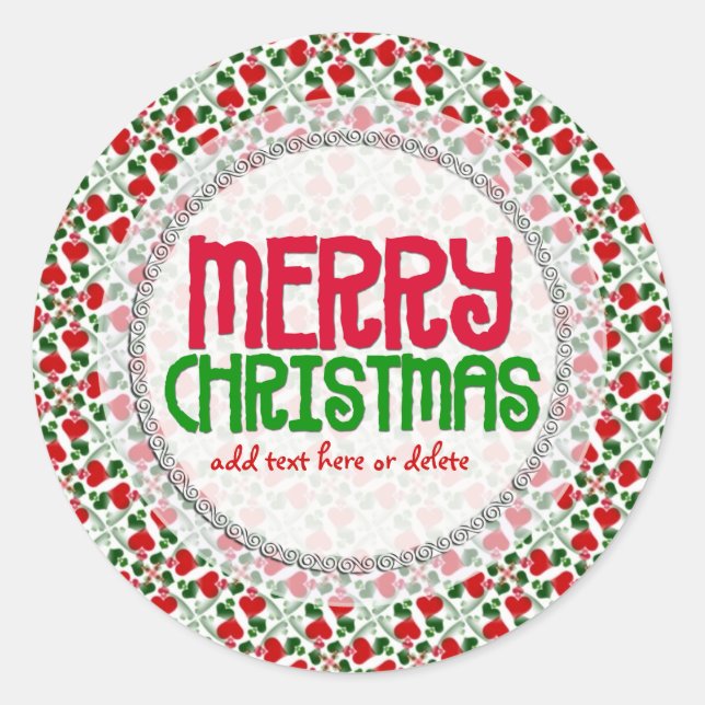 Rote Liebe Herz Weihnachtsgeschenke Etikett Sticke Runder Aufkleber (Vorderseite)