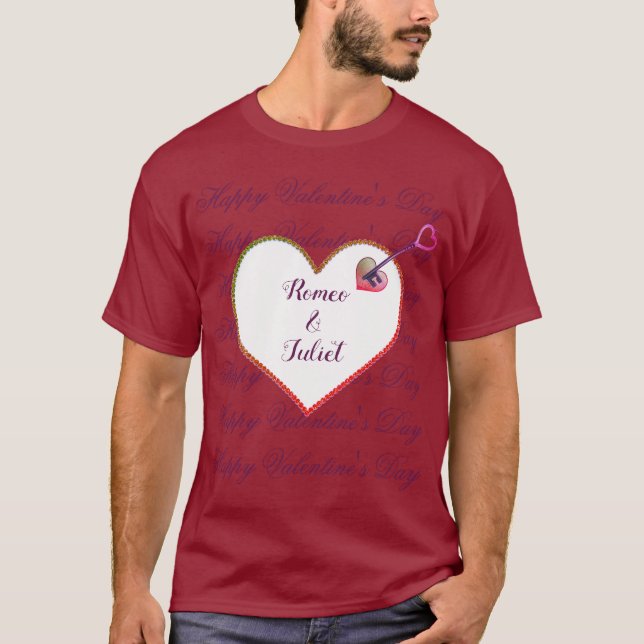 Rote Liebe Herzname Niedlich Moderner Valentinstag T-Shirt (Vorderseite)