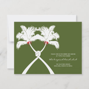 Rote Liebe-Hochzeitskarte für Knotted Palm Trees Einladung