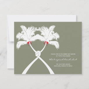 Rote Liebe-Hochzeitskarte für Knotted Palm Trees Einladung