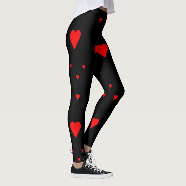Rote Liebe Hört auf Schwarz Leggings (Rechts)