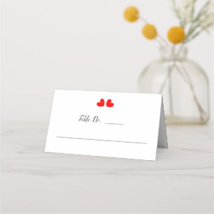 Rote Liebe hört auf weißer Hochzeit Platzkarte