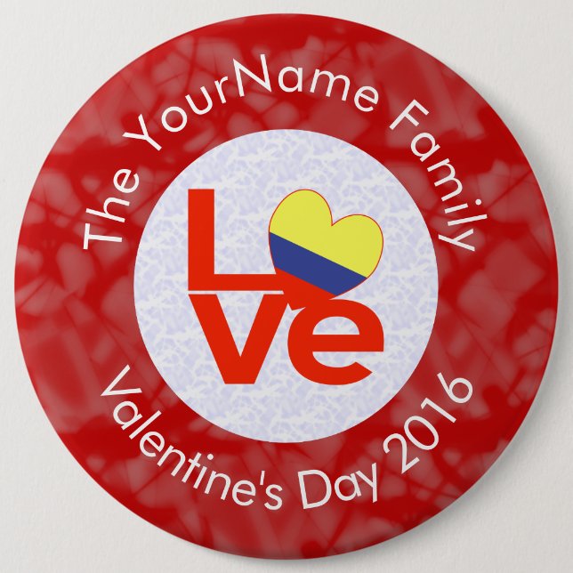 Rote LIEBE in Kolumbien Personalisiert Button (Vorderseite)