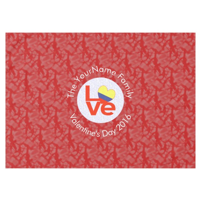 Rote LIEBE in Kolumbien Personalisiert Tischdecke (Vorderseite (Horizontal))