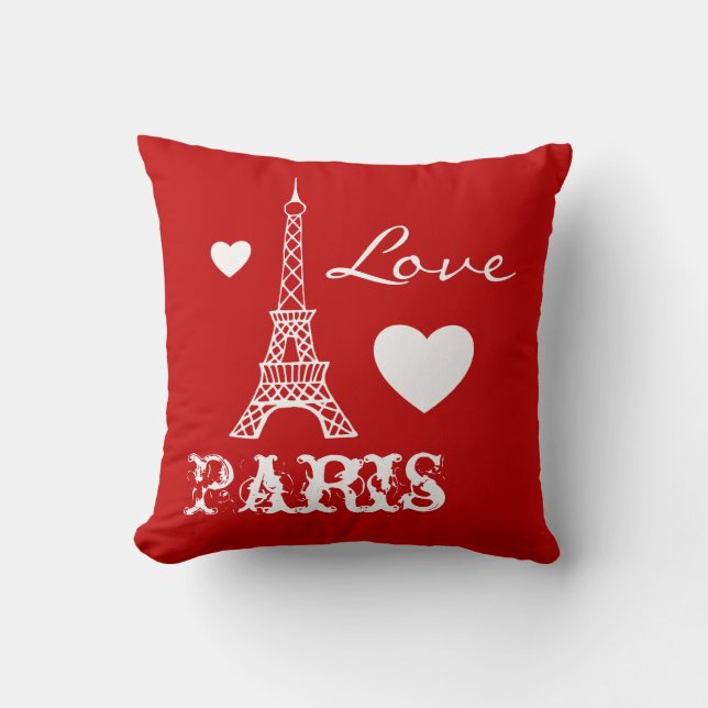 Rote Liebe Paris Eiffelturm Schlafzimmer Kissen (Vorderseite)