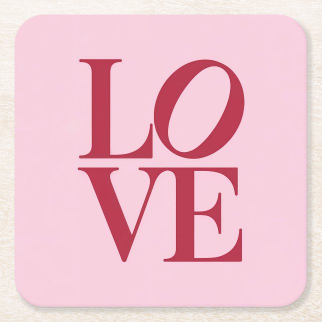 Rote LIEBE Rosa Untersetzer Set (Vorderseite)
