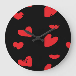 Rote Liebe Schwarz Große Wanduhr