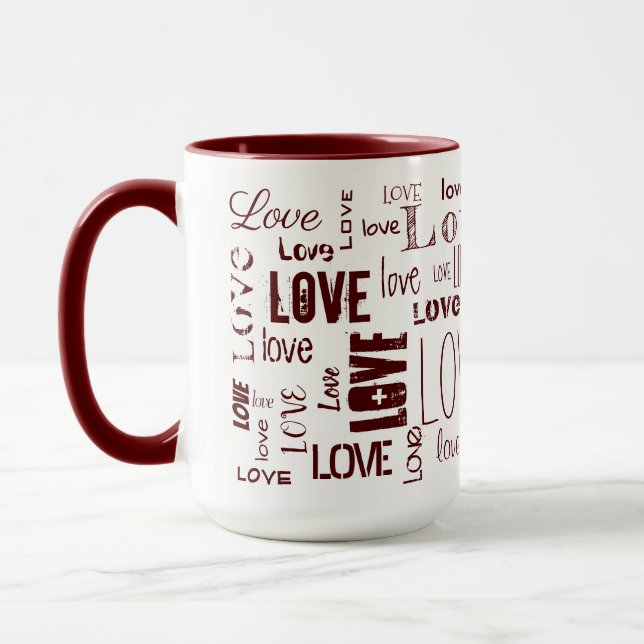 Rote LIEBE! Typografie Tasse (Links)