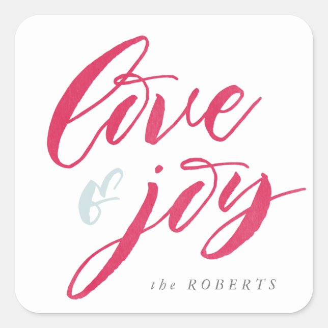 Rote Liebe und Joy Rounded Corners Square Sticker (Vorderseite)