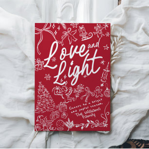 Rote Liebe und leichte Weihnachts- und Weihnachtsk Feiertagskarte