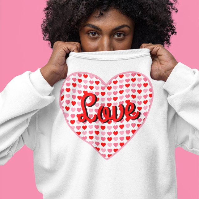 Rote Liebe Valentine Herzenslust auf rosa und rote Sweatshirt (Von Creator hochgeladen)