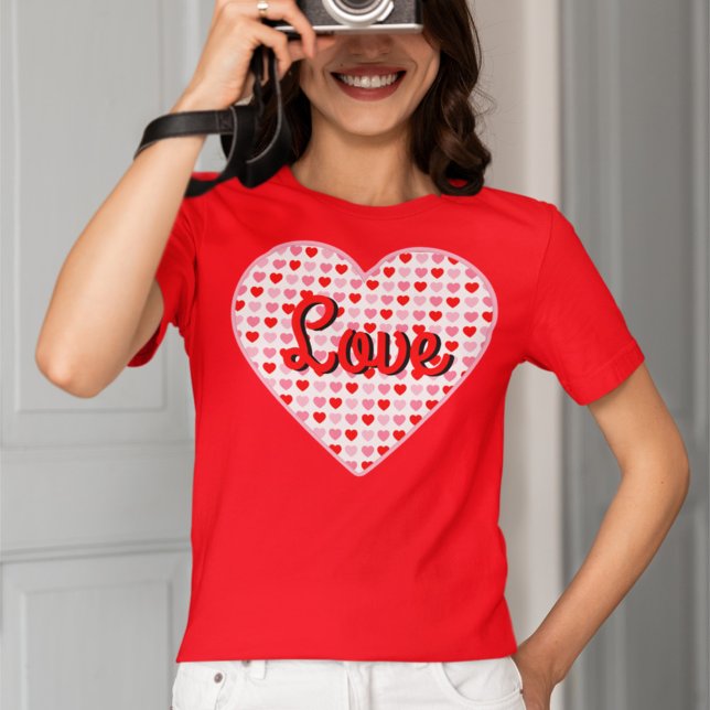 Rote Liebe Valentine Herzenslust auf rosa und rote T-Shirt (Von Creator hochgeladen)