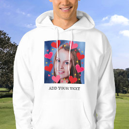 Rote Liebesherzen Benutzerdefinierter Foto-Text Pe Hoodie