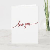 Rote Liebeskarte mit dem Schriftzug 'Love You'