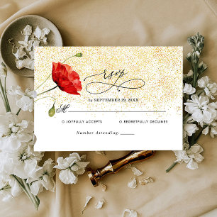Rote Liebesmohn Romantische Hochzeits-RSVP-Karte RSVP Karte