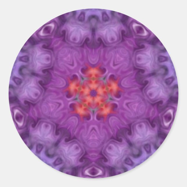 Rote Lila Blume Kaleidoskop Trippy Art Sticker (Vorderseite)