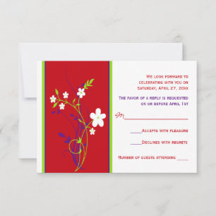 Rote, Lila, Limone, weiße Blumenkarte RSVP-Karte Einladung