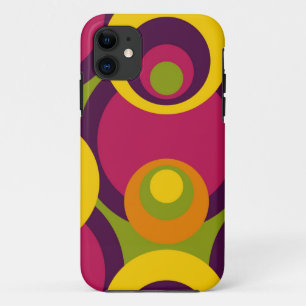 Rote Lila Orange Gelbe Retro-Kreise-Muster Case-Mate iPhone Hülle