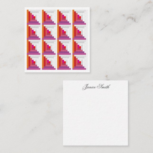 Rote, Lila, orange und weiße Holzhütte Mitteilungskarte (Vorne/Hinten)