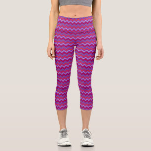 Rote Lila und Orange Woven Chevrons Capri Legging