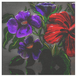 Rote Lilie mit Lila Stoff