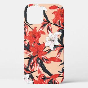 Rote Lilie: Vintage Botanisches Muster. Case-Mate iPhone Hülle