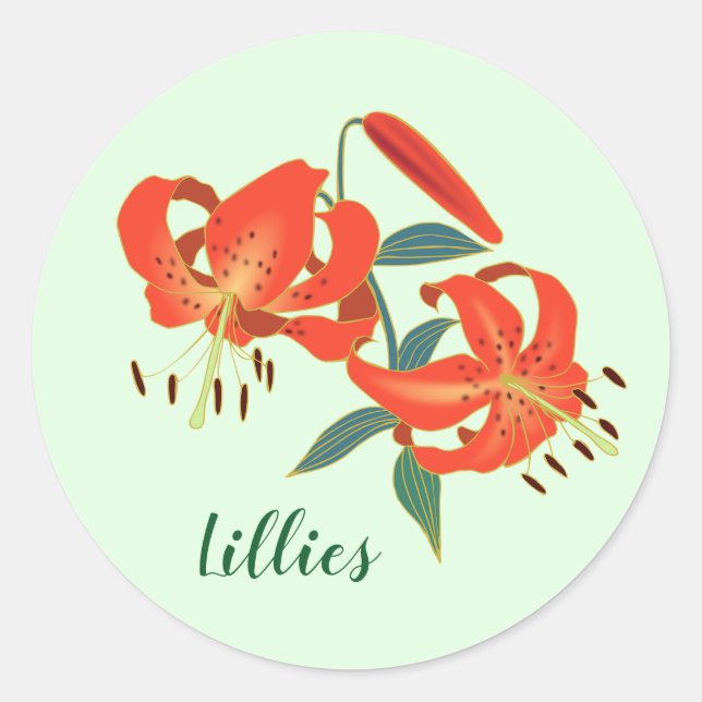 Rote Lilien Design Sticker (Vorderseite)