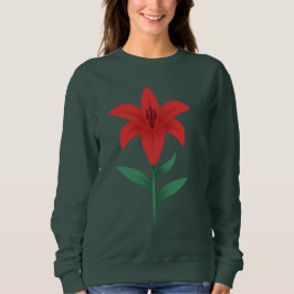 Rote Lilienblume Modernes Flachdesign Botanisches  Sweatshirt